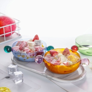 Ciotola per gelato in vetro colorato insalata di frutta e verdura <span class=keywords><strong>Bar</strong></span> Party ristorante stoviglie Dessert farina d'avena yogurt ciotole con manico - Product Image 4