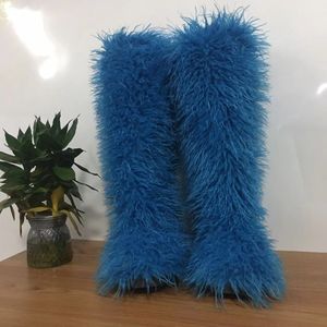 מגפי שלג חורפיים לנשים עם בטנת פרווה, מגפיים גבוהים מעל הברך למזג אוויר קר, סוליה נגד החלקה - Product Image 4