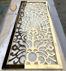 High Quality Luxury Design Gold Divider Screen Stainless Steel Hotel Villa Room Divider Partition