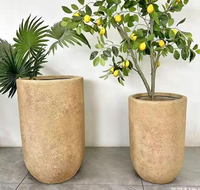 Vente directe d'usine, pot de fleurs en argile de magnésium de style Wabi-sabi, de forme unique, haut de gamme, luxueux, de grande taille, pour magasin commercial
