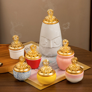 Bruciatore di incenso in ceramica Pagoda dorata con piuma di <span class=keywords><strong>fenice</strong></span> aromatica creativa - Product Image 1