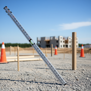 Barra telescópica de aleación de aluminio de 9 pies, de doble cara, con escala de 1/10 de pie y nivel de burbuja para medición en construcción. - Product Image 2