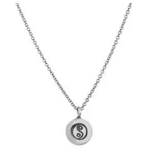 Ying Yang Silver Pendant Flat Charm For Fashion Women 316l Stainless Steel Necklace Symbol Of Balance And Patience