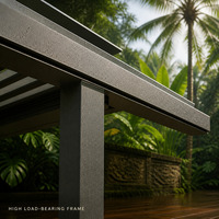 Pergola en aluminium avec toit à lames bioclimatiques, imperméable, moderne, télécommandée, pour l'ombrage des terrasses