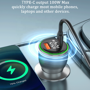 Produits tendance 100W double USB Type C chargeur de voiture aluminium LED affichage de tension chargeur de téléphone portable <span class=keywords><strong>adaptateur</strong></span> de voiture USB C universel - Product Image 3