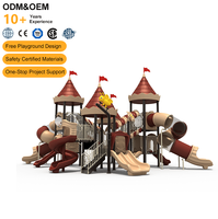 Equipo de Juegos Infantiles Certificado para Exteriores, Tobogán Grande de Plástico, Torre de Castillo para Parques Infantiles
