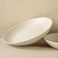 Assiettes de table en céramique américaines, vaisselle de restaurant en céramique, assiettes rayées, service de table, assiettes de fête 8,5'' 10,4''
