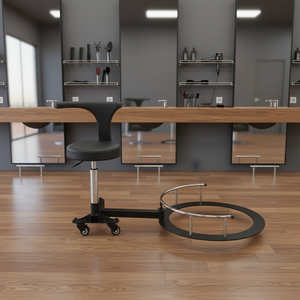 Chaise de Salon de Coiffure Pivotante en Cuir Noir à 360°, Vente Chaude Directe Usine °   Chaise de barbier pivotante pour salon de coiffure - Product Image 3