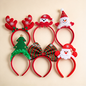 Serre-tête de Noël en gros pour enfants, motif personnage, accessoire festif pour cheveux, chapeau souple pour fête de fin d'année - Product Image 1