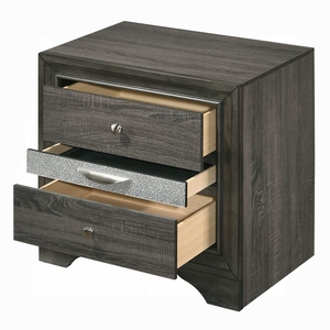 Comodino Contemporaneo con Finitura Grigia e Cassetti Portaoggetti, Mobile in Legno per Camera da Letto, 1 Pezzo - Product Image 4