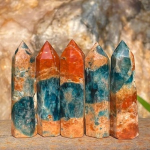 Torre de Cristal Simbiótico de Apatita Azul Premium y Piedra del Sol, Obelisco de Piedra Natural para Reiki y Decoración del Hogar, Precio de Fábrica - Product Image 2