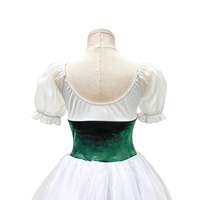 Robe de ballet romantique verte Giselle Coppelia à manches volantées, jupe longue en tulle, costume de tutu de ballet pour filles pour la performance