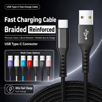 Câble USB Type C tressé en nylon, charge rapide 3A, câble de données 1m 2m 3m pour téléphone Samsung Xiaomi Huawei Android