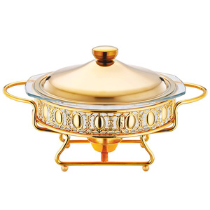 Nouveau design – Plats de service ronds en acier inoxydable doré pour buffet, chauffe-plats de buffet pour hôtels et restaurants avec couvercle de four - Product Image 5