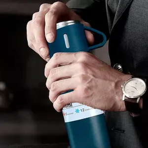 Ensemble de thermos en acier inoxydable avec 2 tasses, thermos de 500 ml pour le thé et le café, conservation au chaud et au froid pendant 12 heures, design minimaliste - Product Image 4