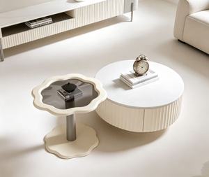 Modern <b>Round</b> <b>Coffee</b> <b>Table</b> With Storage Resin Material Minimalist Design Living Room Furniture - Product Image 4