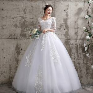 2022 Suministro de fábrica Barato Nuevo diseño Cuello en V Hasta el suelo Encaje Novias Vestido de <span class=keywords><strong>novia</strong></span> - Product Image 2