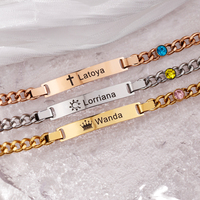 Bracelet à maillons en acier inoxydable personnalisé Bracelet à barre personnalisé Gravure Nom Date Bijoux pour femmes Petite amie Meilleur ami