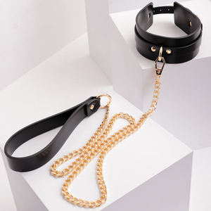 Collier en cuir SM, produit de bondage BDSM, jeu de maître et d'esclave, collier doré pour esclave, jouets sexuels, kit sexuel pour couples - Product Image 1