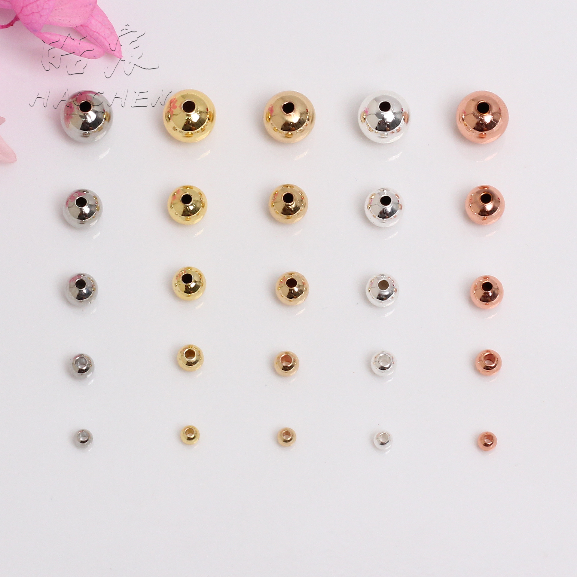 14k 18k золотые заполнить латунные бусины передачи разделены маленький браслет ожерелье набор Африканские свадебные украшения из бисера Глянцевая твердая, сделай сам, ювелирное изделие