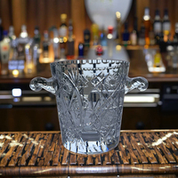 Seau à glace en cristal fait main élégant et luxueux de style Art déco, pinces, 5L, refroidisseur portable moderne, décoration de bar de mariage, bière, vin, whisky, jus