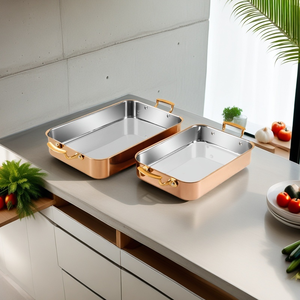 Bandeja de buffet de acero inoxidable de oro rosa de lujo con ASAS-Plato para servir comida de gama alta para uso en banquetes de restaurante de catering de hotel - Product Image 4