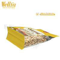 Sachet personnalisé imprimé de haute qualité en PE de qualité alimentaire refermable à fond plat pour muesli petit-déjeuner sain avec fenêtre transparente
