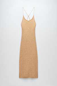 Nouvelle arrivée 2024 <span class=keywords><strong>Robe</strong></span> en tricot 100% coton personnalisée pour femmes Encolure halter <span class=keywords><strong>Robe</strong></span> décontractée en tricot d'hiver - Product Image 4