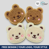 Patchs thermocollants en chenille brodés motif ours en peluche mignon, personnalisables, prix usine, faible MOQ, pour vêtements d'enfants et sacs