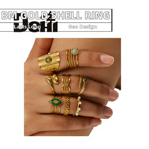 Bagues QX Fashion en acier inoxydable plaqué or 18 carats, anti-ternissement, avec incrustation de zircon taille poire serti griffe, tendance, unisexe, cadeau de mariage - Product Image 3