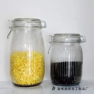 Mới được thiết kế thực phẩm bể chứa thủy tinh nhà bếp thực phẩm gia vị container với kính nắp và kim loại kẹp - Product Image 4