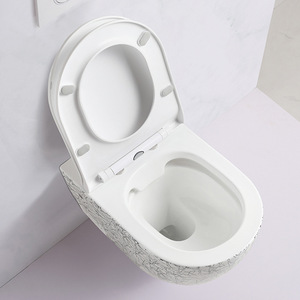 Inodoro de Cerámica Suspendido de Gran Calibre con Diseño de Mármol para Montar en la Pared, Ideal para Casas Pequeñas - Product Image 3