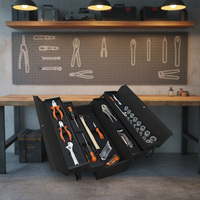 Ensemble d'outils à main pour mécanicien de 67 pièces, clé à douille en acier au carbone CR-V, pince à ressort, tournevis dans un coffret à outils en métal pour la réparation en garage