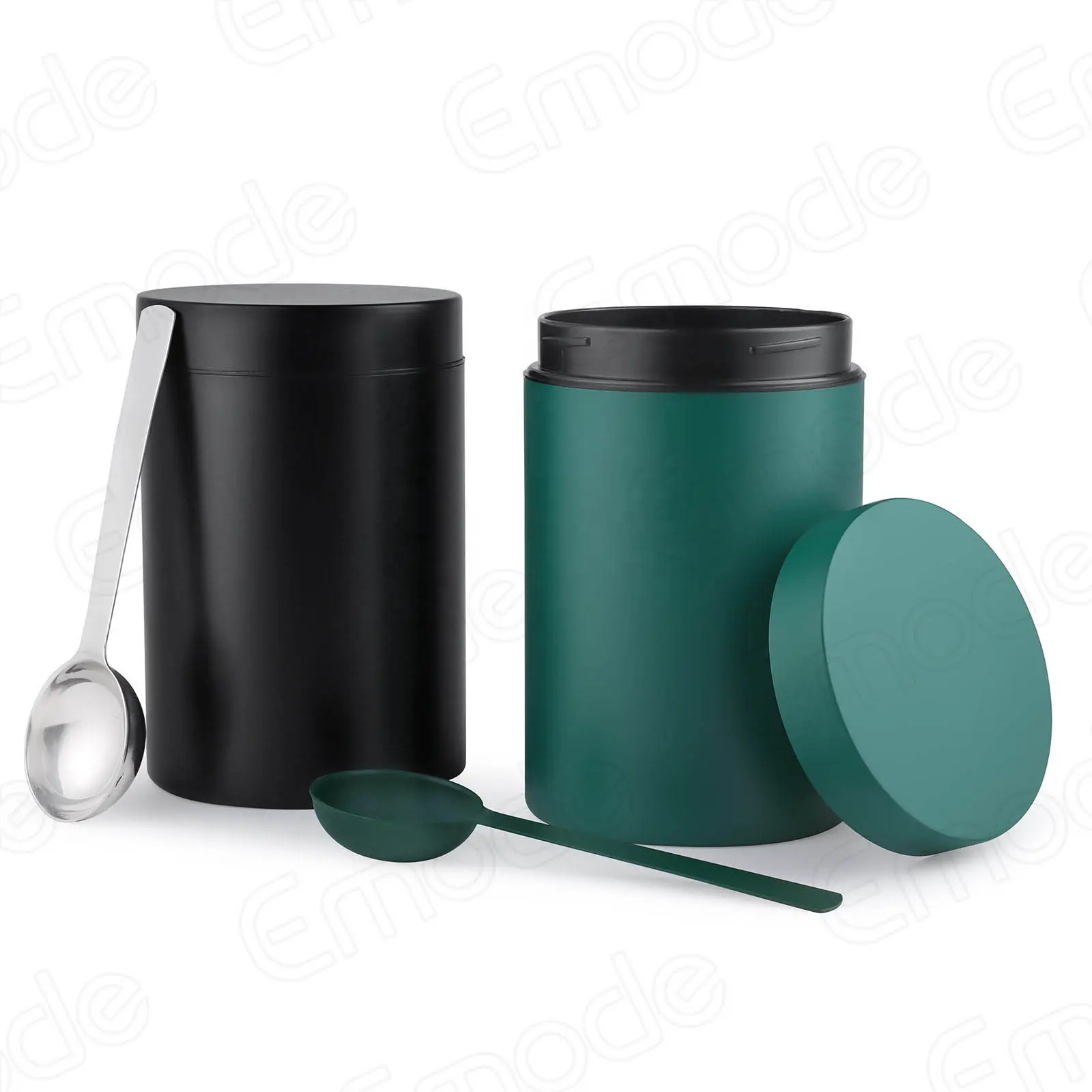 Спортивная металлическая канистра Emode, круглые жестяные банки, зеленый контейнер с закрученной крышкой, для хранения чая, кофе и чайных пакетиков
