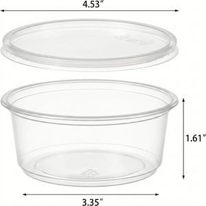 Contenants jetables transparents en PP de 8 oz avec couvercles, compatibles micro-ondes et congélateur, petites boîtes à emporter pour yaourts et aliments cuits - Product Image 2