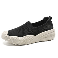 Chaussures de marche en tricot à enfiler, embout en diamant, maille respirante, confortables, baskets décontractées pour personnes âgées, OEM ODM Vente en gros