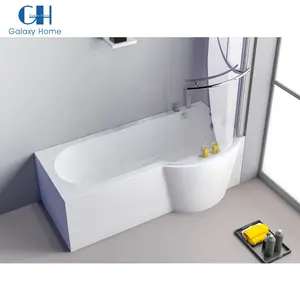 Vasca da bagno angolare compatta in acrilico bianco con design moderno