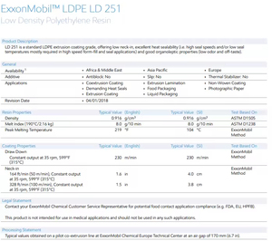 Grade de revêtement LDPE Exxon Ld251 Mfr = 8 Ld251 granules LDPE/résine/granule plastique LDPE vierge polyéthylène basse densité - Product Image 3