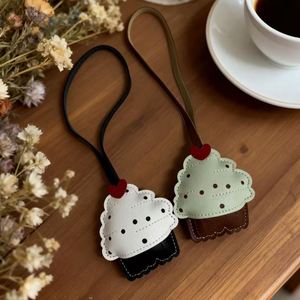 PU Leather Cupcake <b>Bag</b> <b>Charm</b> Cute Cupcake Keychain <b>Charm</b> Leather Handbag & Purse <b>Charm</b> Cup Cakes Pendant - Product Image 4