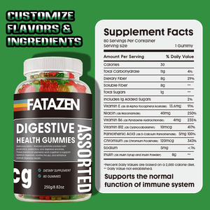ODM Améliore la digestion Renforce la santé intestinale Nourrit la microbiote bénéfique Renforce l'immunité Probiotiques Enzymes digestives Gummies - Product Image 3