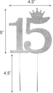 Número <span class=keywords><strong>15</strong></span> decoración rhinestone corona <span class=keywords><strong>pastel</strong></span> Topper para <span class=keywords><strong>15</strong></span> aniversario <span class=keywords><strong>pastel</strong></span> - Product Image 3