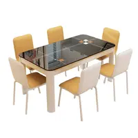 モダンファッション家具ガラスダイニングルームカスタマイズ可能マルチカラー高品質環境保護テーブル設定