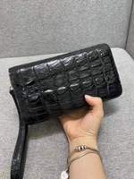 Article chaud OEM pochette pour femme en cuir de crocodile véritable taille 21.5x11.5cm fabriquée au Vietnam pochette en cuir de luxe pour femme