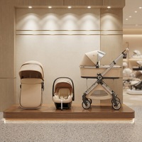 Poussette pour bébé Baypie BP168, cadre en alliage d'aluminium, guidon réversible réglable, suspension sur toutes les roues, design pliable, 0-3 ans, 4