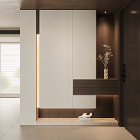 Meuble d'entrée de villa de luxe, armoire de rangement à chaussures en bois sur mesure pour hall d'entrée, gain de place, design moderne et minimaliste