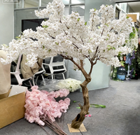 Y1023TikTok YouTube Instagram Arbre à tronc réaliste, cerisier artificiel, fleurs de cerisier de haute qualité, rose blanc, décoration intérieure et extérieure