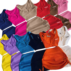 OEM Custom Logo Damen Baumwolle High Elastic Crop Top Rock Set Niedlich 2 Zweiteiler Set Lässig Sexy Sommer Outfits für Frauen - Product Image 3