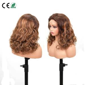 Wholesale Amygirl 5*5 <b>Lace</b> <b>Front</b> Curly Bob <b>Wigs</b> 100% Indian <b>Human</b> Remy <b>Hair</b> Glueless /French <b>Lace</b> Natural Color - Product Image 1