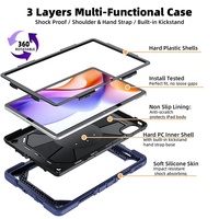 Casing Silikon Anti Benturan untuk Redmi Pad 2 Pro 12.1 Inch dengan Tali Pegangan Bahu dan Penyangga Putar 360 Derajat Terintegrasi