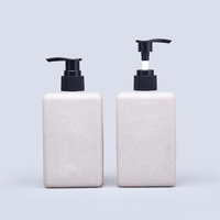 Emballage cosmétique écologique en paille de blé, flacons carrés vides de 250 ml avec bouchon à clapet et logo pour lotion corporelle, gel douche, shampoing